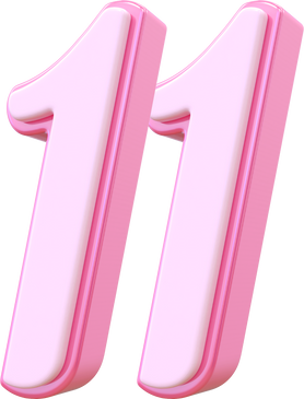 Number 11 Pink 3D